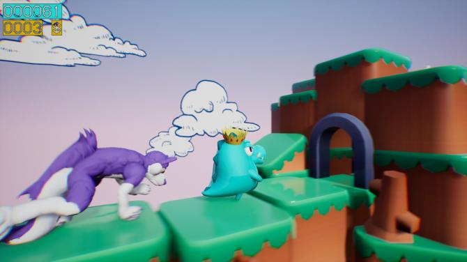 Dino running from a FURRY: GAMESFORFARM 