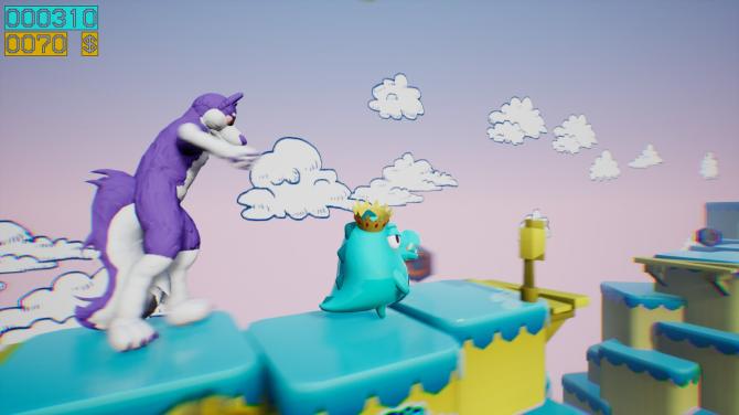 Dino running from a FURRY: GAMESFORFARM 